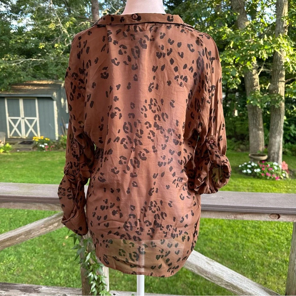 Bella Dahl Cheetah Leopard Print Tunic Button Down Shirt XS - Picture 8 of 9